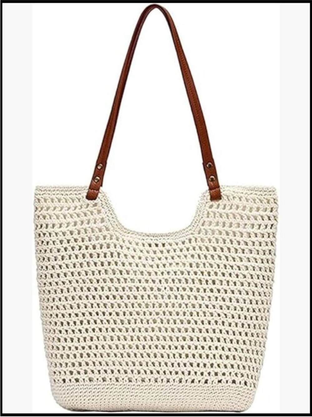 Woven Straw Hobo Bag Handwoven Summer Tote Leather Handles Vacation Daily Use